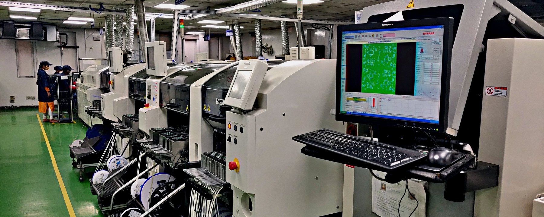Panasonic NPM chip mounters and automated optical inspection on the SMT line